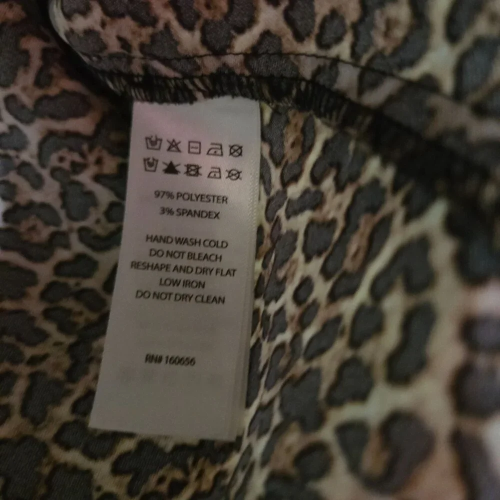 Rachel Zoe Womens Leopard‎ Print Button-Up Blouse Medium